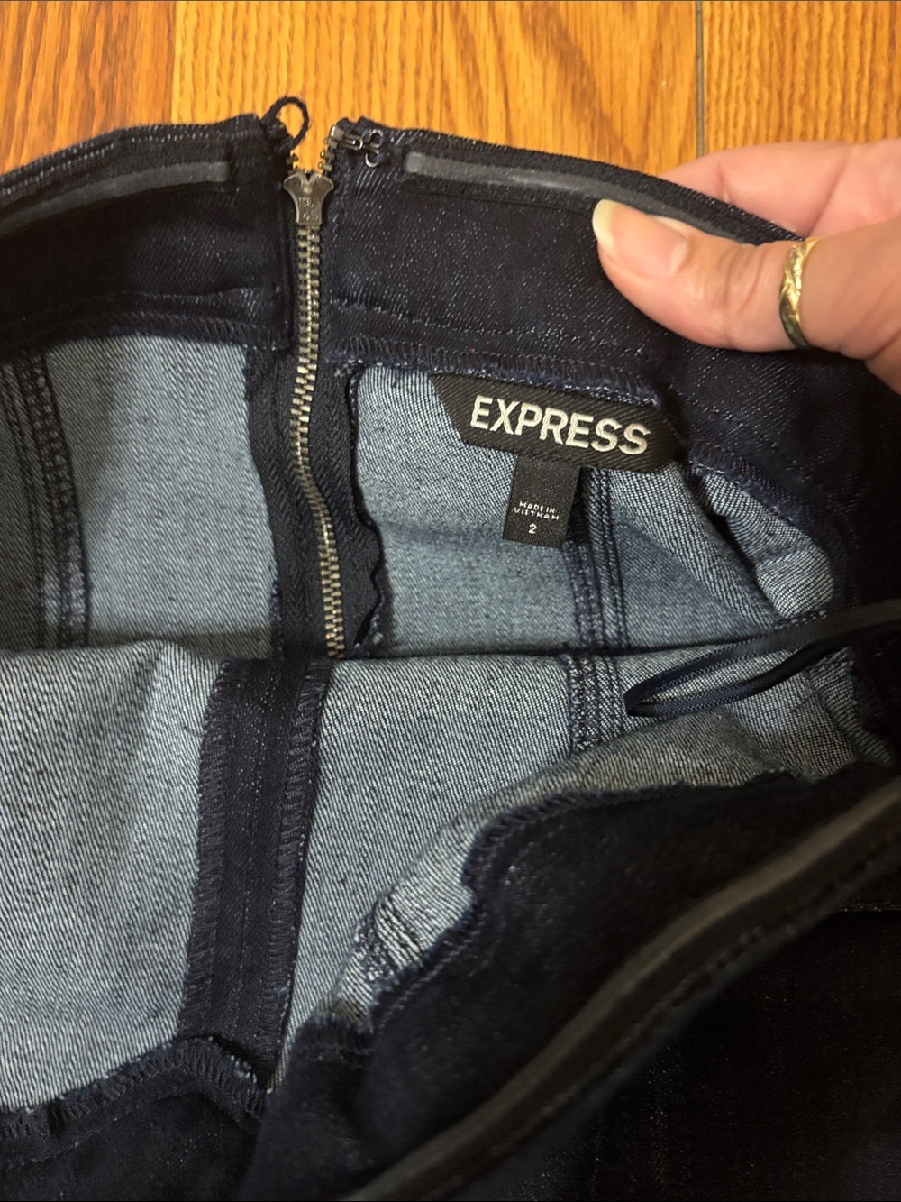 Express Strapless Dark Indigo Denim Dress - Picture 5 of 5